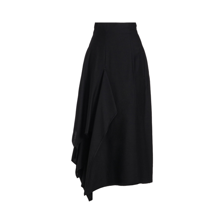 Yohji Yamamoto Double Layer Draped High Waist Skirt "Black"