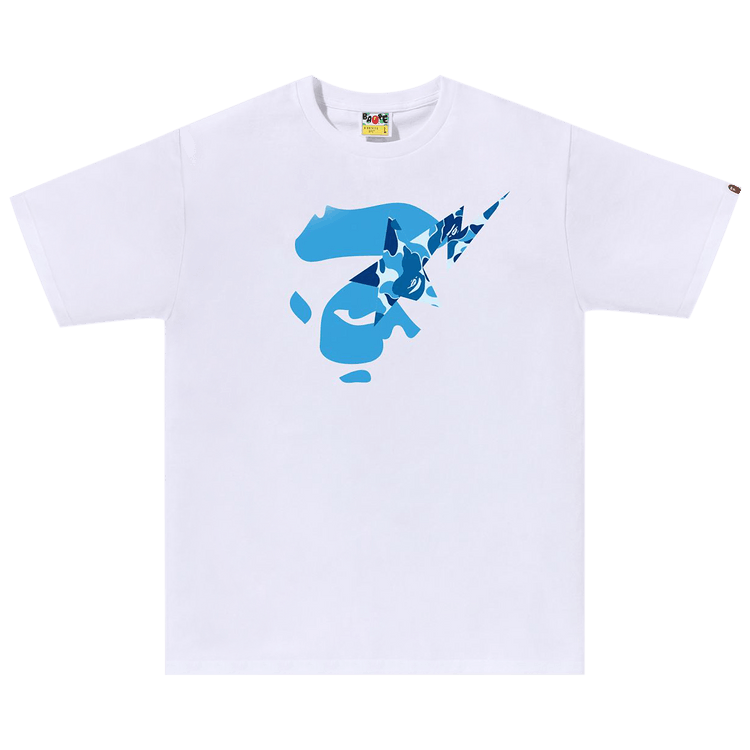BAPE ABC Camo Ape Face Sta Tee "White/Blue"