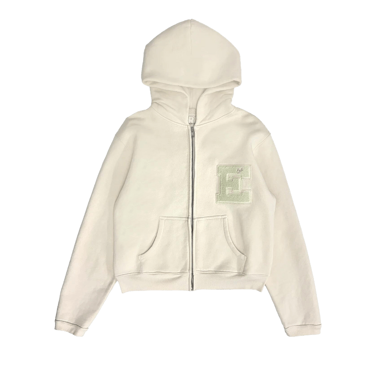 ERL Varsity Zip-Up Hoodie "Cream"
