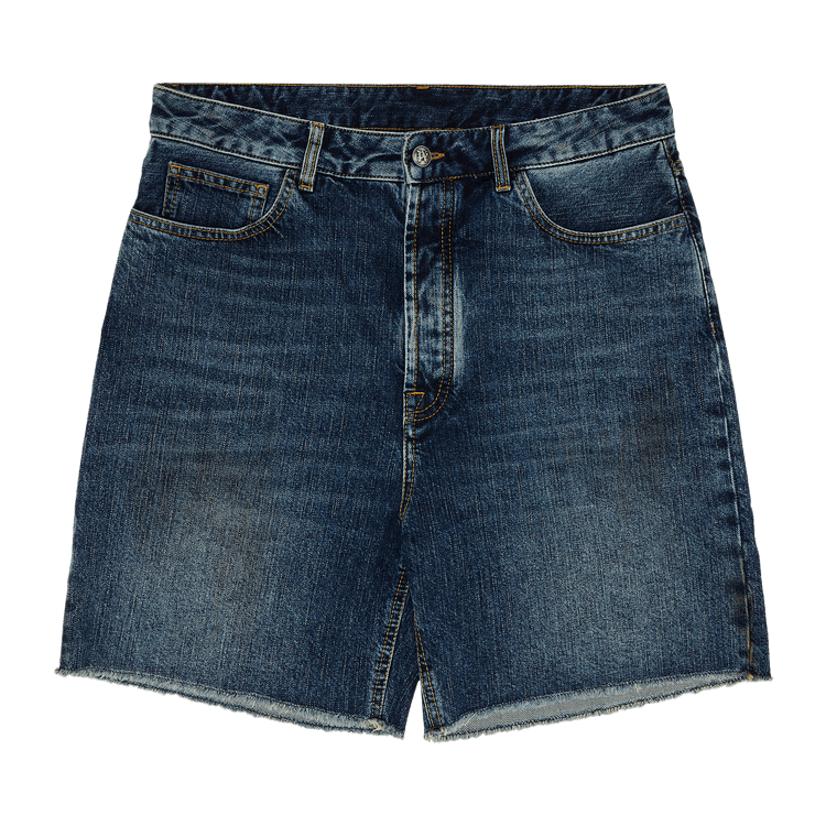 Palm Angels Curved Logo Denim Shorts "Blue/Light Blue"