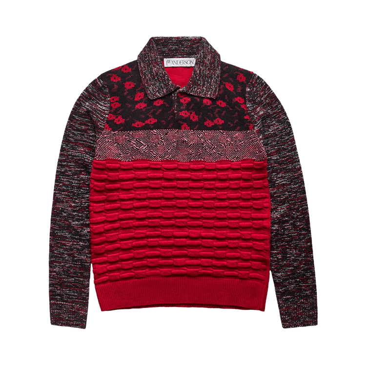 JW Anderson Multi Stitch Polo Sweater "Red"