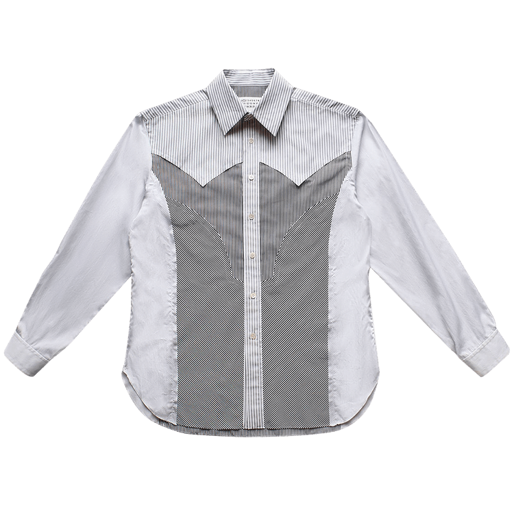Maison Margiela Patchwork Stripes Button Down Shirt "Black"