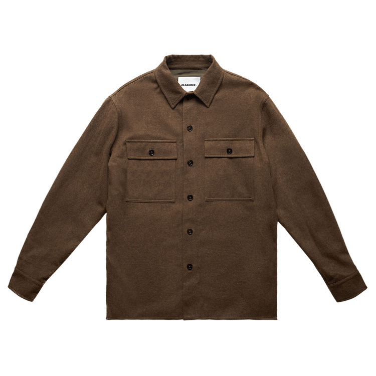 Jil Sander Sustainable Felted Wool Flannel Shirt "Brown"