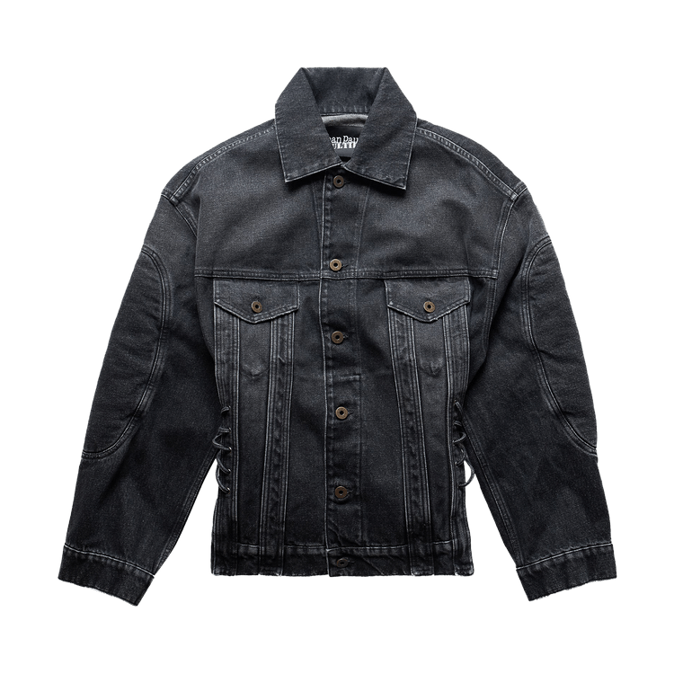 Jean Paul Gaultier Lacing And Elbow Detail Denim Jacket "Black"