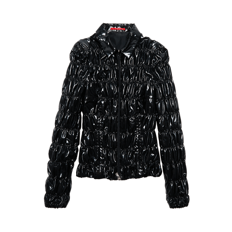 Prada Ruched Faux Leather Jacket "Black"
