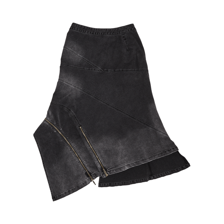 Feng Chen Wang Denim Construction Skirt "Black"