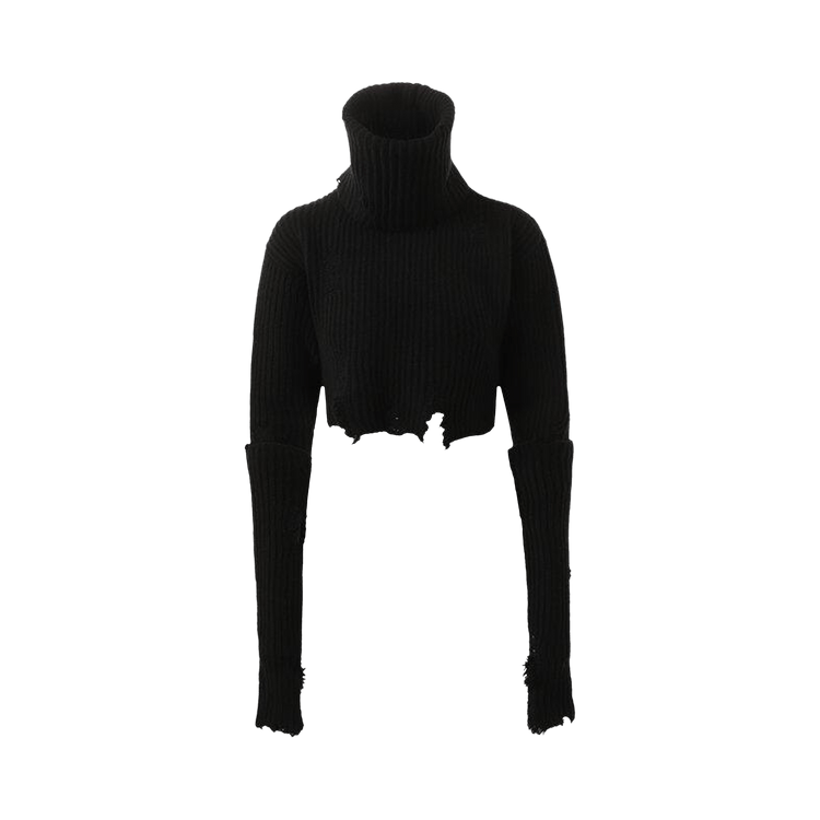Ann Demeulemeester Aliza 3 Pieces Set High Neck Cropped Sweater "Black"