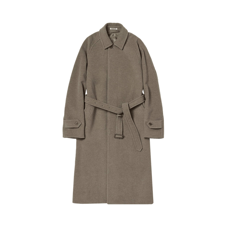 Auralee Super Fine Wool Mosser Soutien Collar Coat "Khaki Beige"