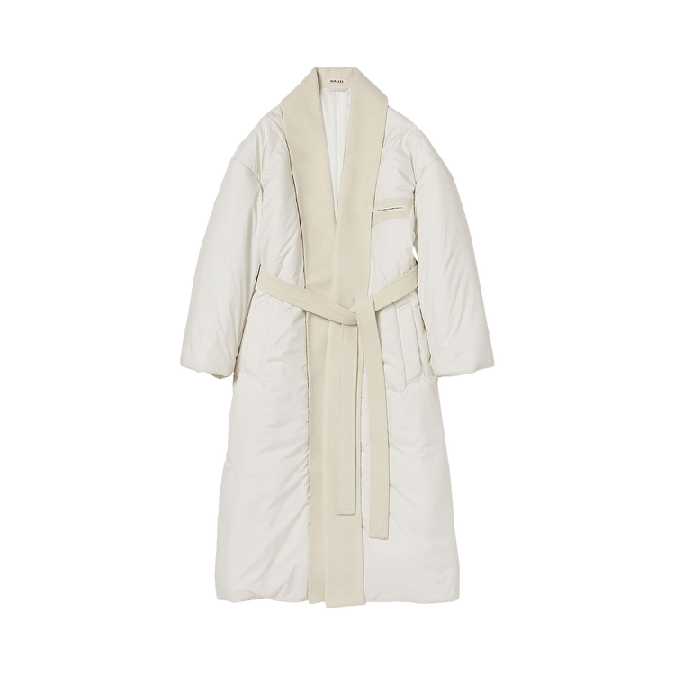 Auralee Super Fine Wool Mosser Padded Coat "Ivory White"
