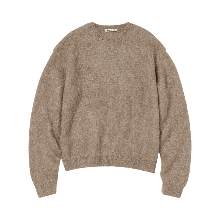 Auralee Brushed Super Kid Mohair Sweater "Pink/Beige"