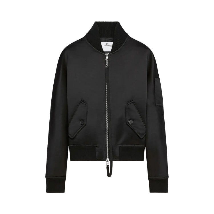 Courrèges Scuba Satin Bomber Jacket "Black"