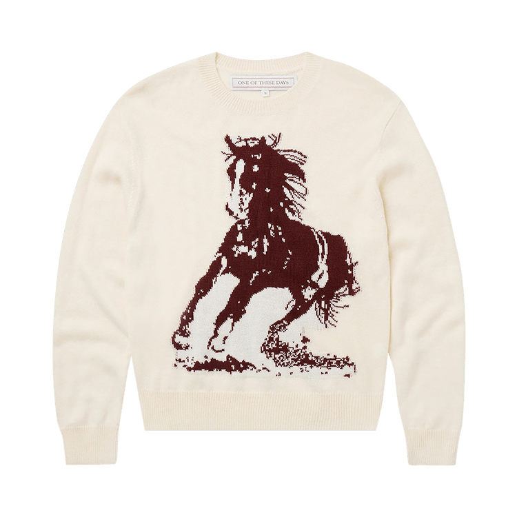 One Of These Days Running Horse Knit Sweater "Oatmeal"
