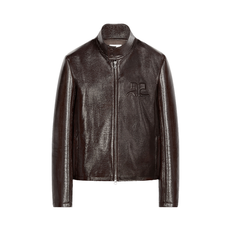 Courrèges Zipped Vinyl Biker Jacket "Chocolate"