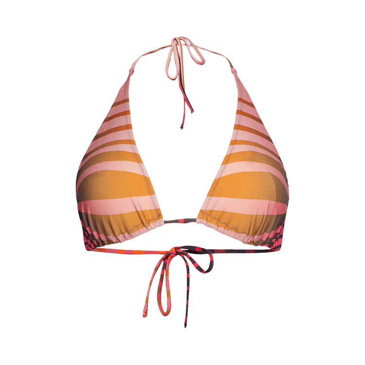 Jean Paul Gaultier Flowers Morphing Stripes Bikini Top "Red/Orange"