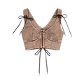 Jean Paul Gaultier x KNWLS Laced Branded Patch Sleeveless Crop Top "Brown/Ecru"