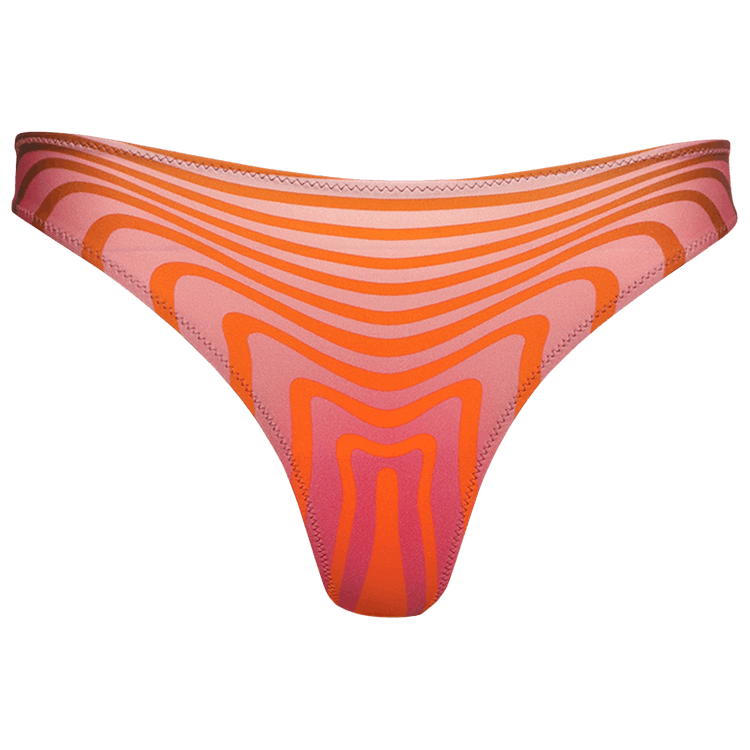 Jean Paul Gaultier Printed Morphing Stripes Bikini Bottom "Red/Orange"