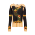 Jean Paul Gaultier Flowers Petit Grand Print Long-Sleeve Top "Beige/Black"