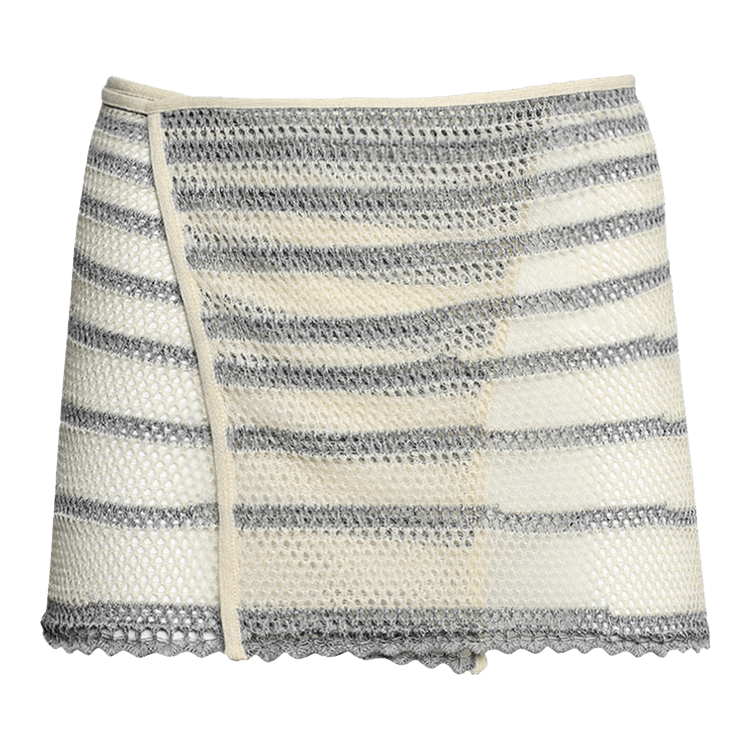 Jean Paul Gaultier x KNWLS Mariniere Pointelle Mini Skirt "Ecru/Navy"