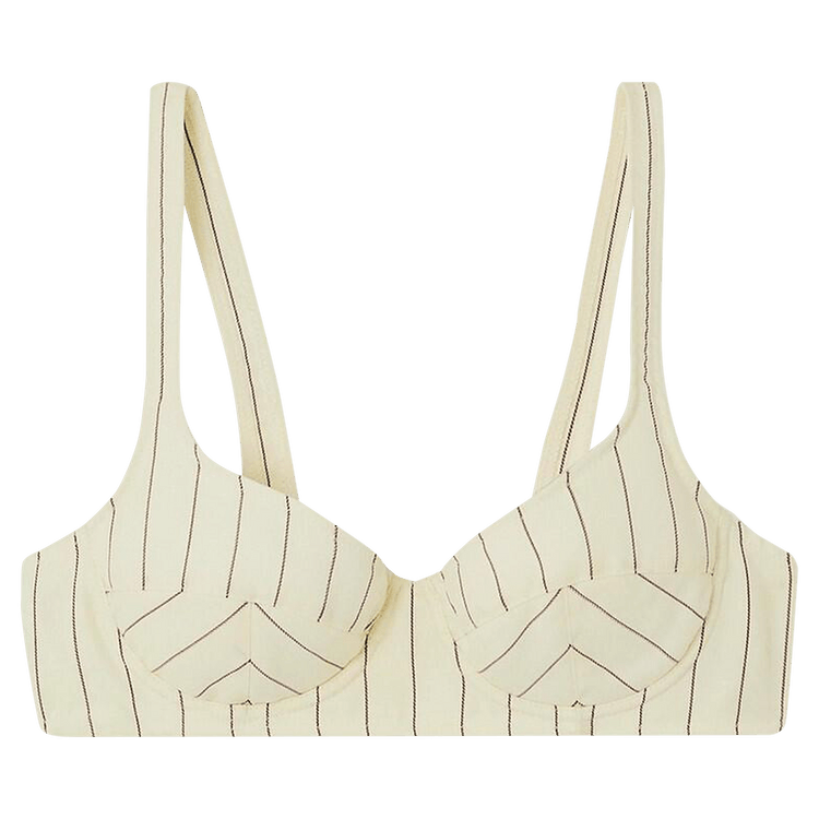 Jean Paul Gaultier Flowers Striped Bra "Ecru/Brique"