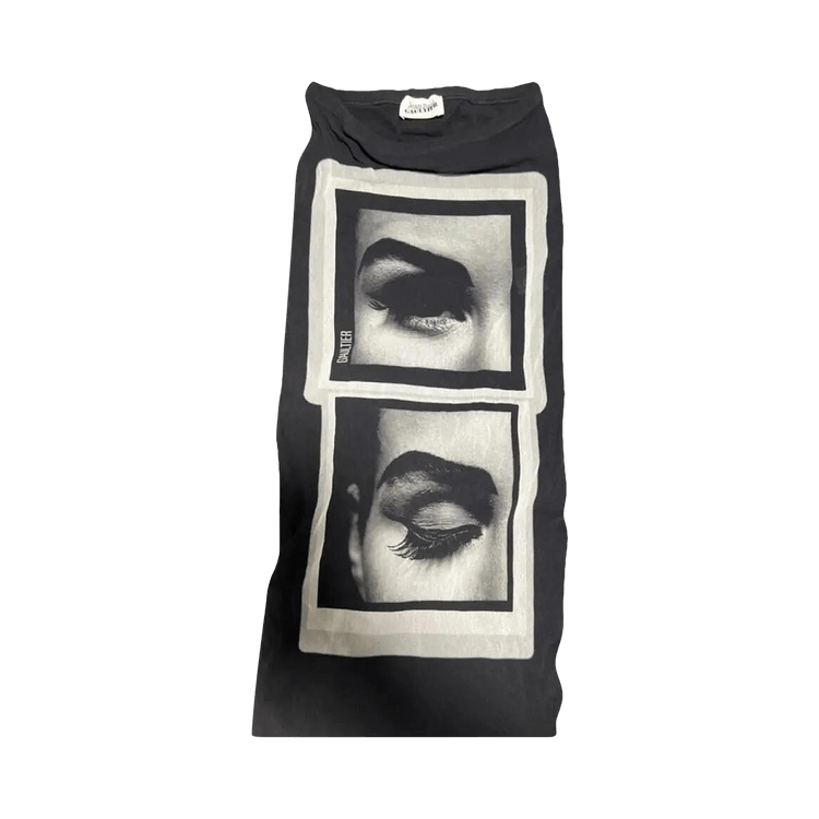 Jean Paul Gaultier Eyes And Lips Mesh Printed Long Skirt "Black/Grey/White"