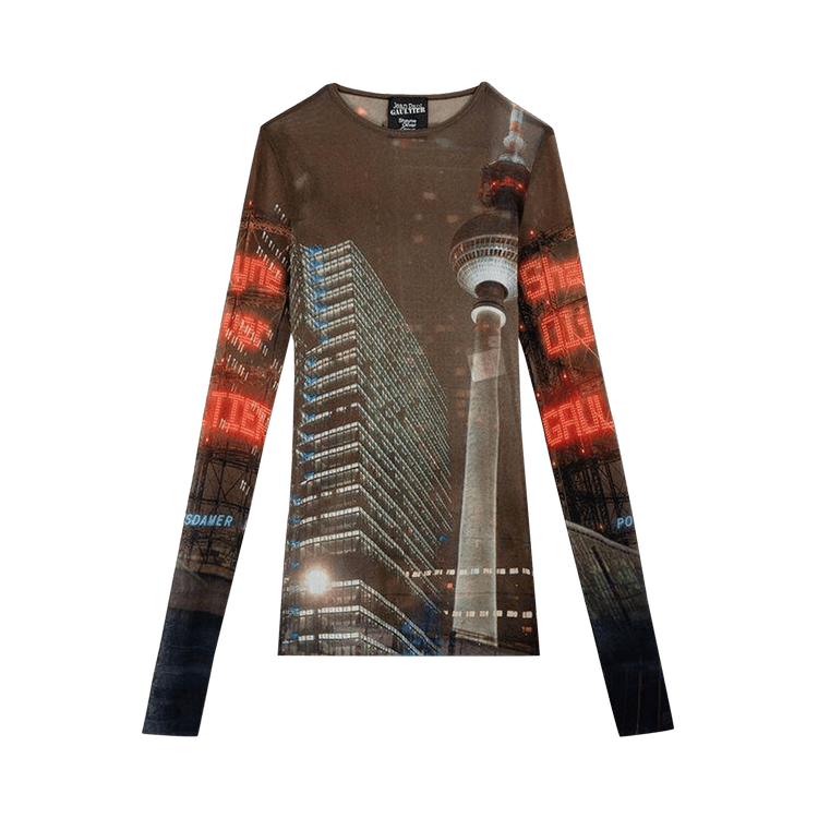 Jean Paul Gaultier City Mesh Long-Sleeve Top "Brown/Green/Blue/Red"