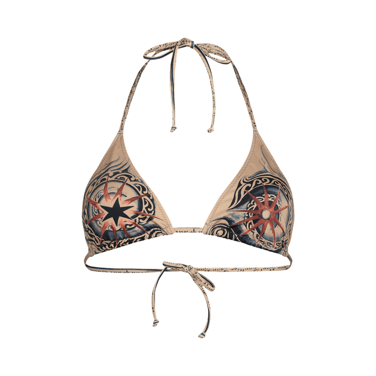 Jean Paul Gaultier Printed Soleil Bikini Top "Nude/Blue/Red"