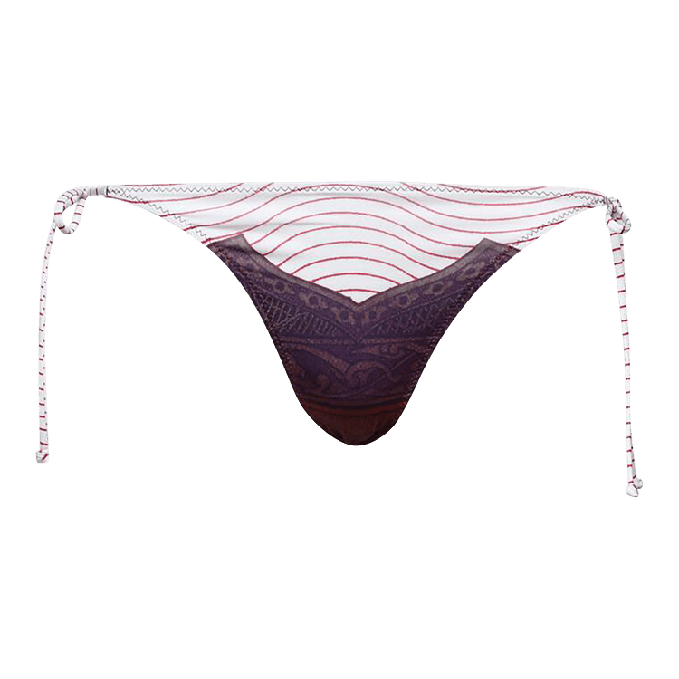 Jean Paul Gaultier Cartouche Printed Bikini Bottom "Red/White/Burgundy"