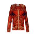 Jean Paul Gaultier Ecorche Mesh Printed Long-Sleeve "Red/Orange/Green"