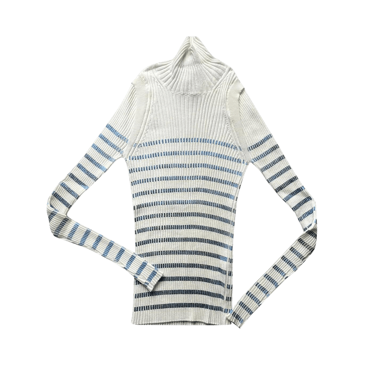 Jean Paul Gaultier Mariniere High Neck Top "White/Navy"