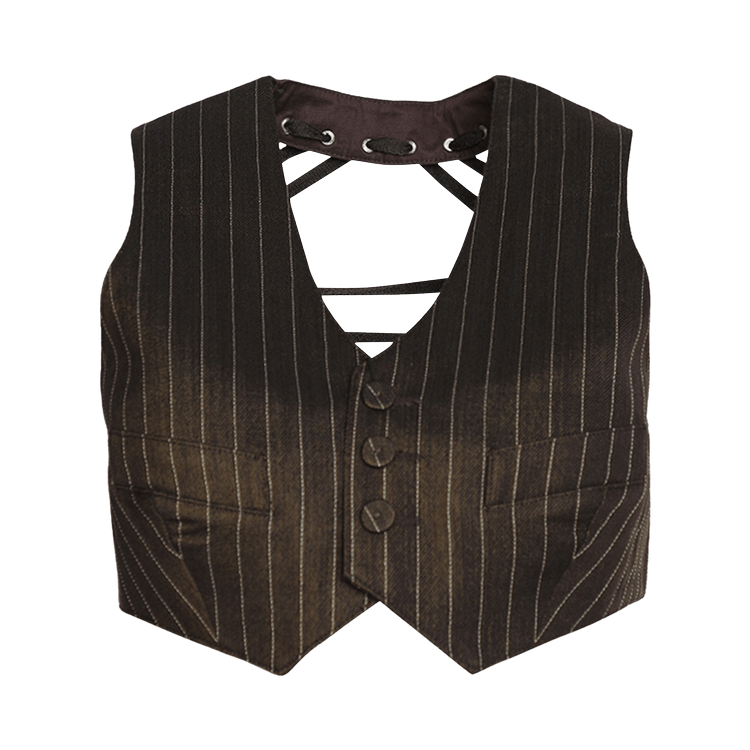 Jean Paul Gaultier Laced Gilet "Brown/Ecru"