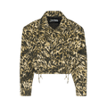 Jean Paul Gaultier Leopard Print Denim Jacket "Beige/Brown/Dark Brown/Black"