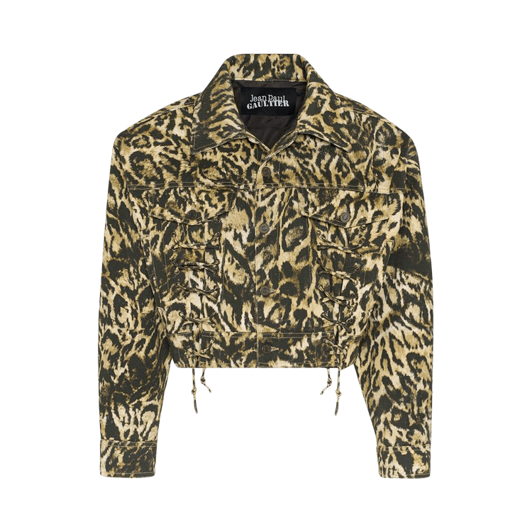Jean Paul Gaultier Leopard Print Denim Jacket "Beige/Brown/Dark Brown/Black"