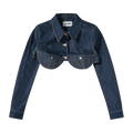 Jean Paul Gaultier Madonna Inspired Denim Crop Jacket "Indigo/Tabac"