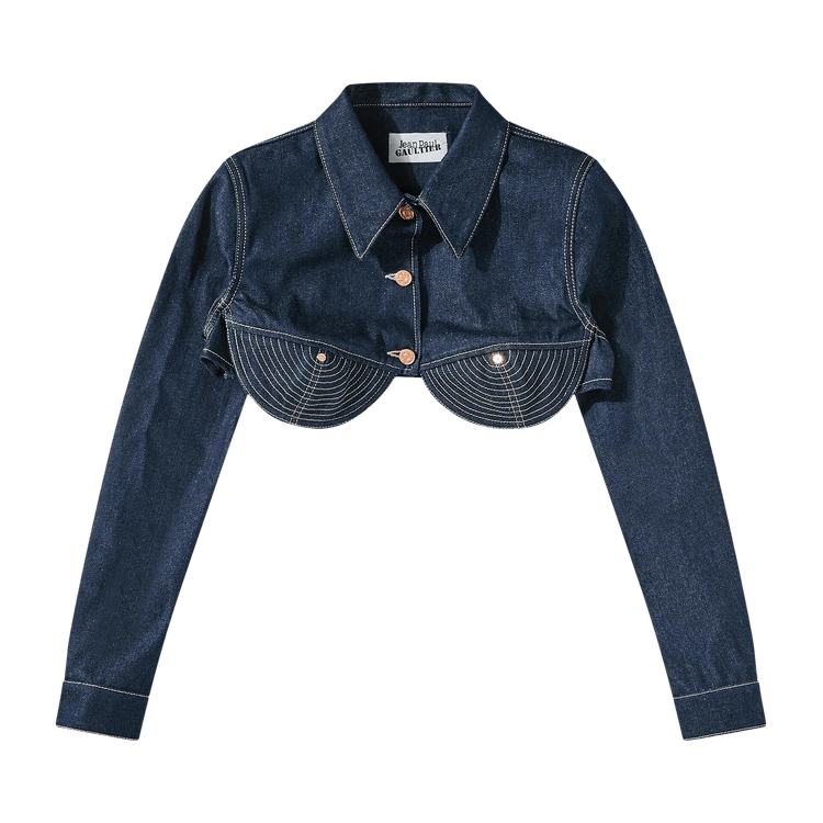 Jean Paul Gaultier Madonna Inspired Denim Crop Jacket "Indigo/Tabac"