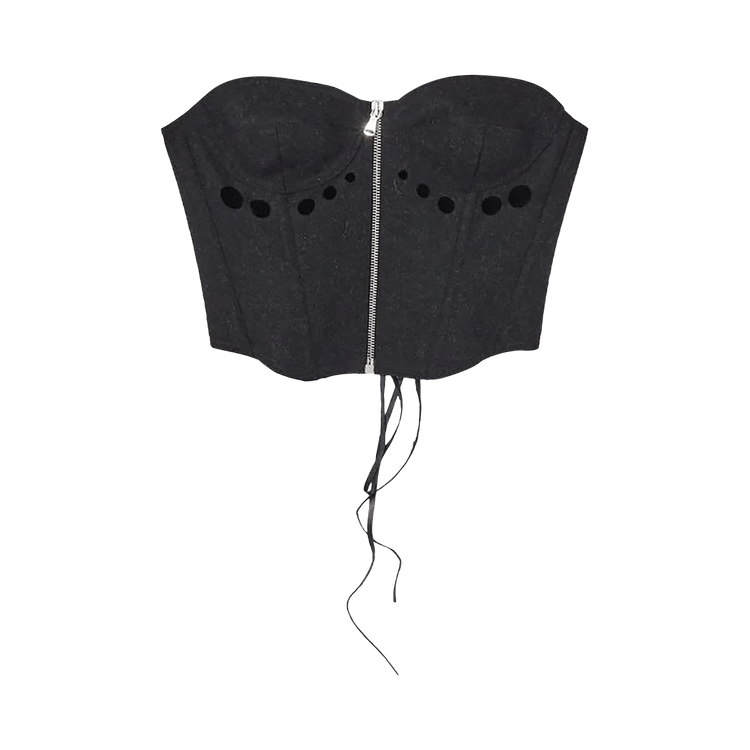 Jean Paul Gaultier Center Zip Bustier Top "Dark Grey"