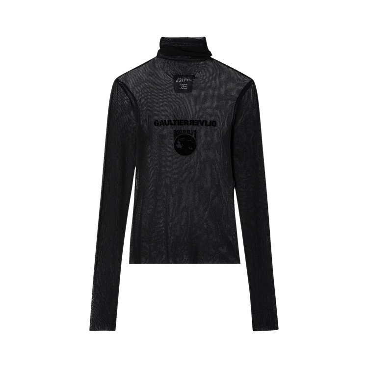 Jean Paul Gaultier Flocked Earth Mesh Turtle Neck "Black/Black"