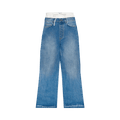 Jean Paul Gaultier Contrast Panel Wide Leg Jeans "Vintage Blue/White"
