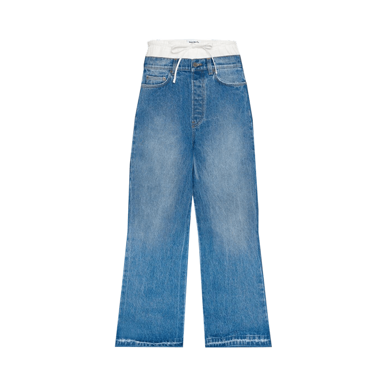 Jean Paul Gaultier Contrast Panel Wide Leg Jeans "Vintage Blue/White"