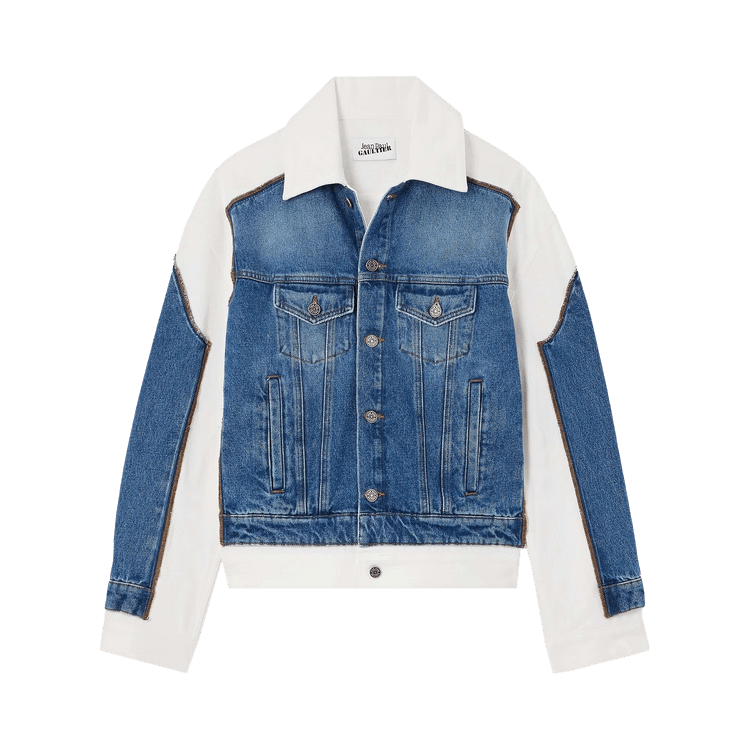 Jean Paul Gaultier Contrast Panel Denim Jacket "Vintage Blue/White"