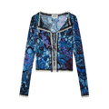 Jean Paul Gaultier Papillon Mesh Long-Sleeve Cardigan "Blue/Multicolor"