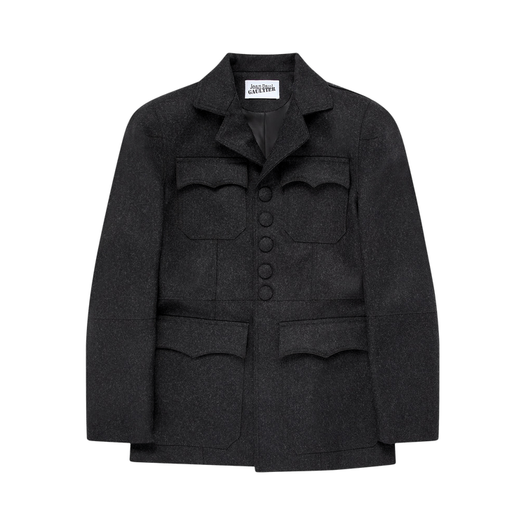 Jean Paul Gaultier Perforated Cyber Single Breasted Jacket "Dark Grey"