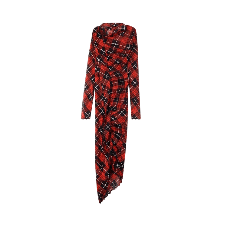 Jean Paul Gaultier Distorted Tartan Long Dress "Red/Black/White"