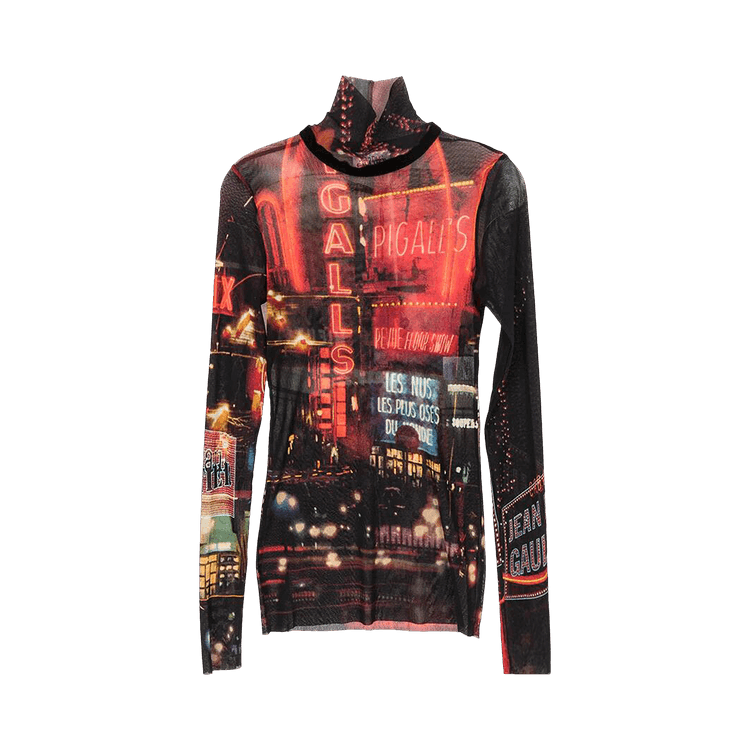 Jean Paul Gaultier Pigalle Mesh Long-Sleeve Top "Black/Red/Orange/Blue"