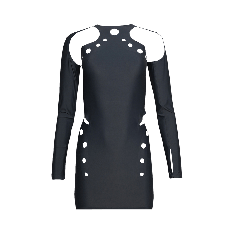 Jean Paul Gaultier Perforated Long-Sleeve Mini Dress "Dark Grey"