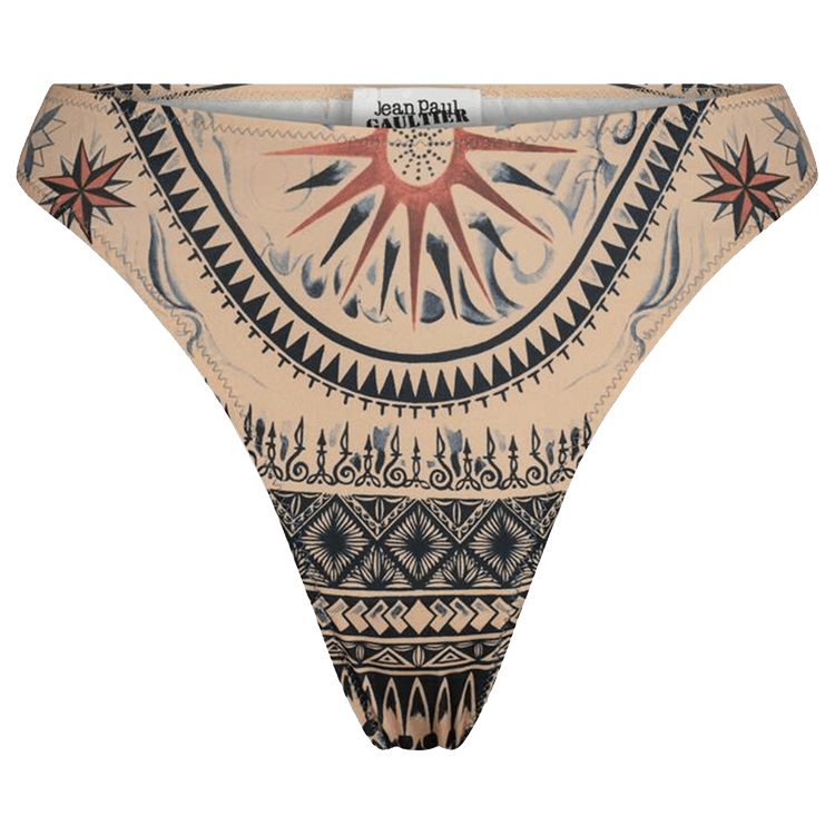 Jean Paul Gaultier Tattoo Soleil Bikini Bottom "Nude/Grey/Black"