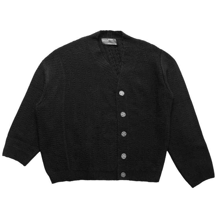 Enfants Riches Déprimés Asymmetrical Cable Knit Cardigan "Black"