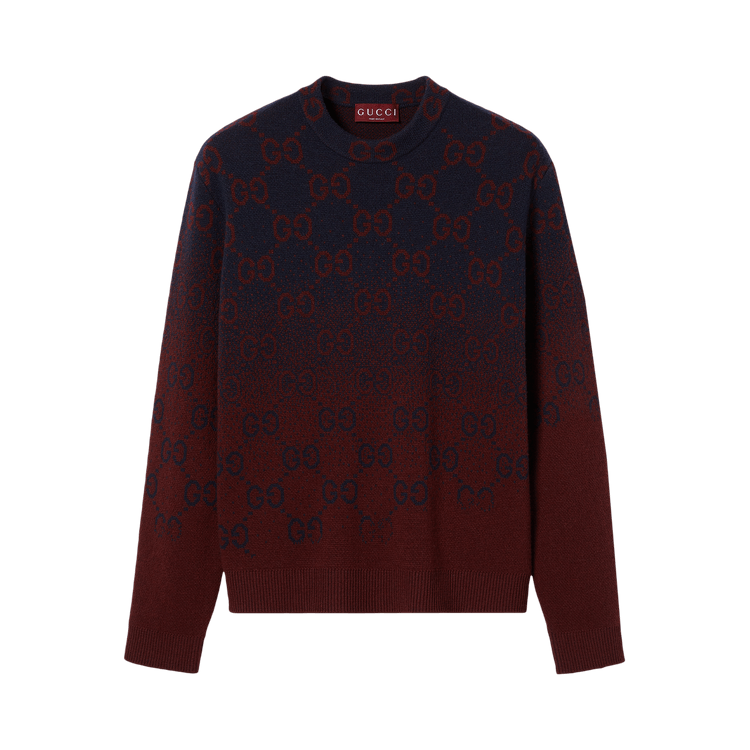Gucci Degrade Wool Jacquard Sweater "Ink/Bordeaux"