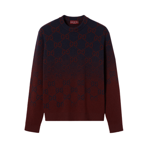 Gucci Degrade Wool Jacquard Sweater "Ink/Bordeaux"