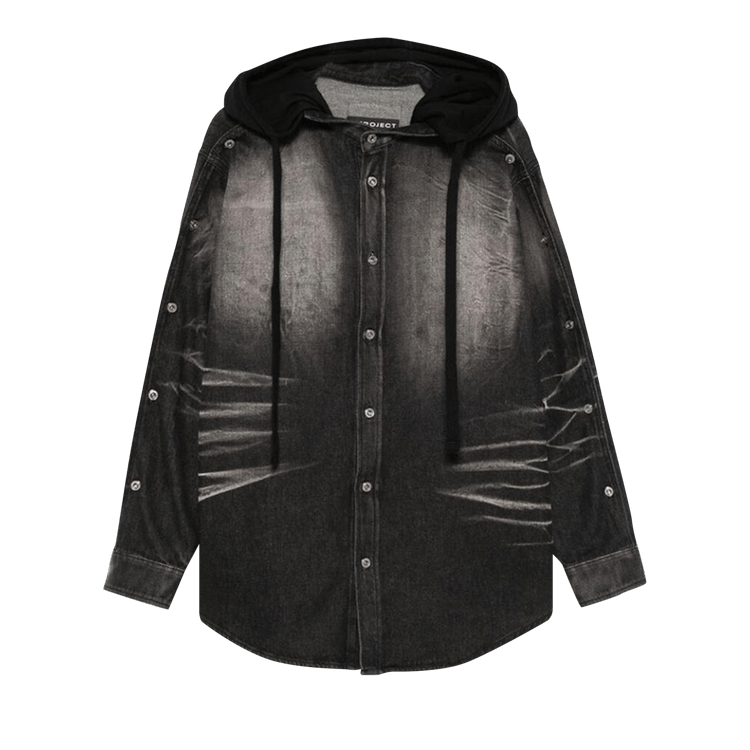 Y/Project Insert Hood Denim Shirt "Faded Black"