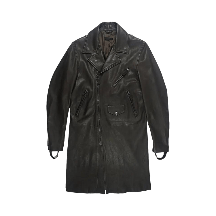 Helmut Lang Leather Bondage Rider Coat "Black"